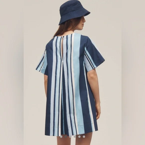 Anthropologie ‘The Emmy’ Short-Sleeve Swing Mini Dress by Maeve - Blue XS - Picture 2 of 10